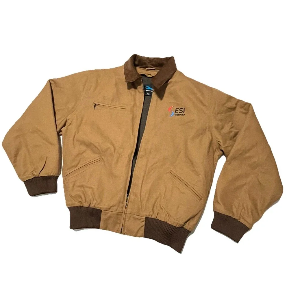 Tri Mountain Tan Canvas Detroit Corduroy Collar Removable Wool Liner Jacket- M